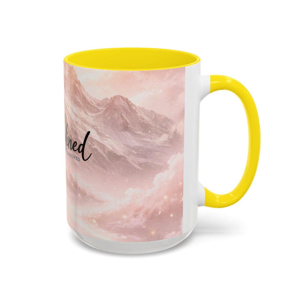 Disciplined Accent Coffee Mug — 'Disciplined: Grounded and Unmoved' Inspirational Pink Marble Ceramic Mug