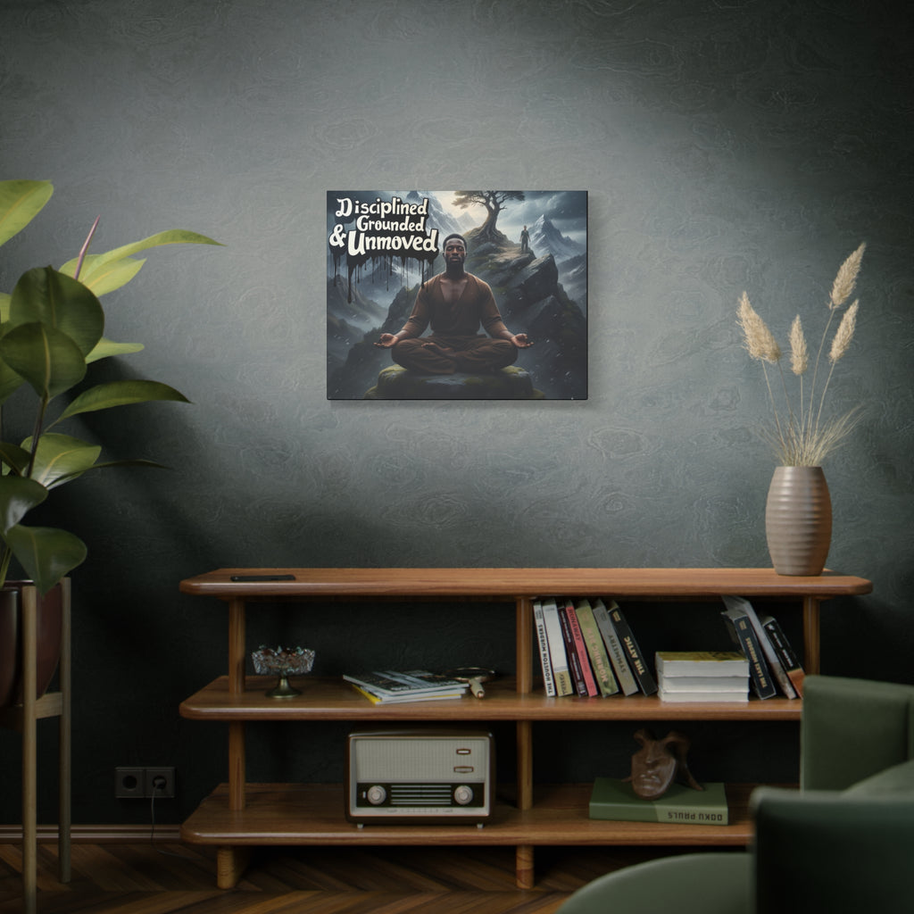 Disciplined, Grounded & Unmoved Canvas Wall Art — Meditation Motivational Print