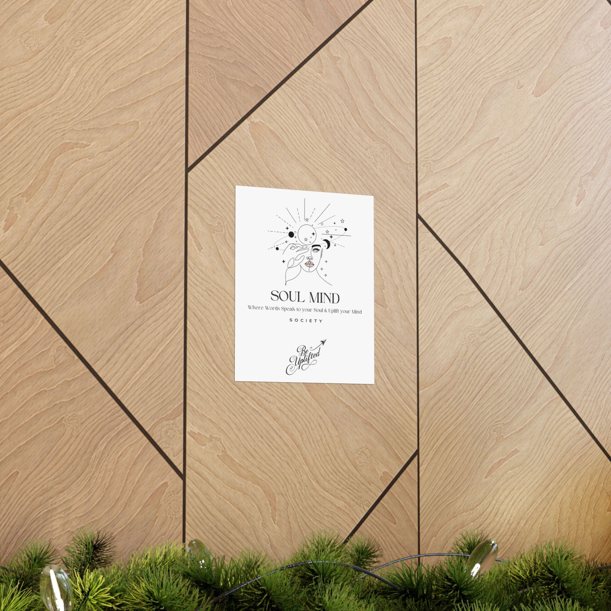 Soul Mind line art face wall poster | Matte Vertical Poster, Inspirational Typography