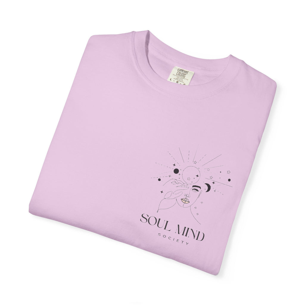 Soul Mind galactic skull illustration T-Shirt | spiritual logo tee