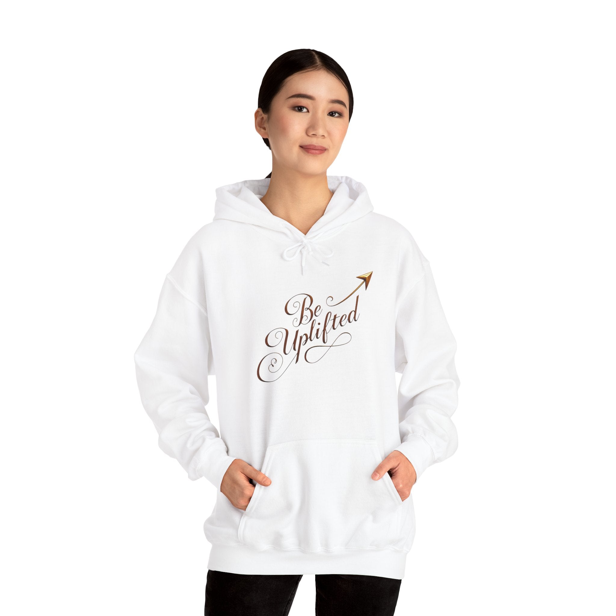 Be Uplifted script arrow Hoodie | Inspirational Typography Sweatshirt