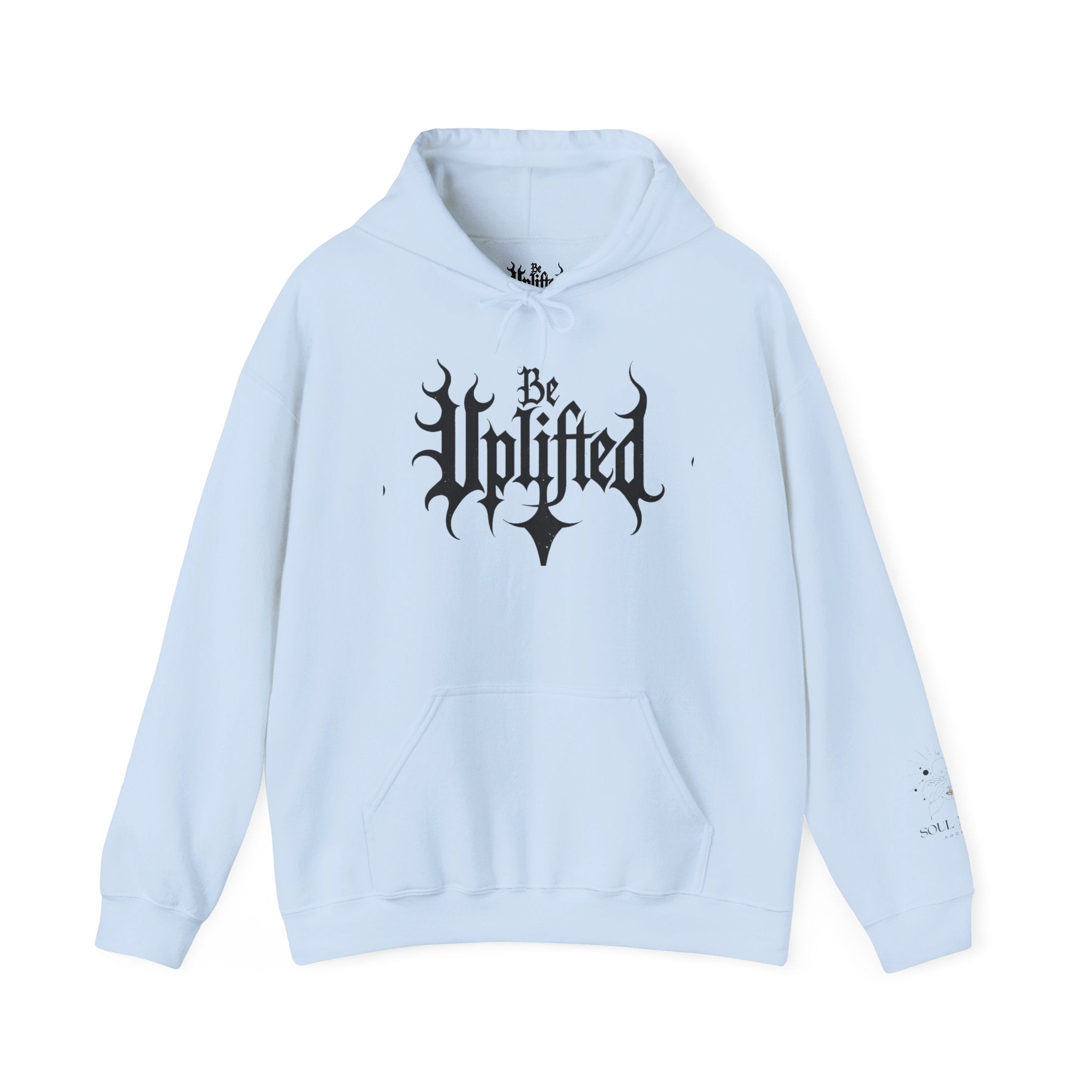 Be Uplifted hoodie | Gothic script cross design