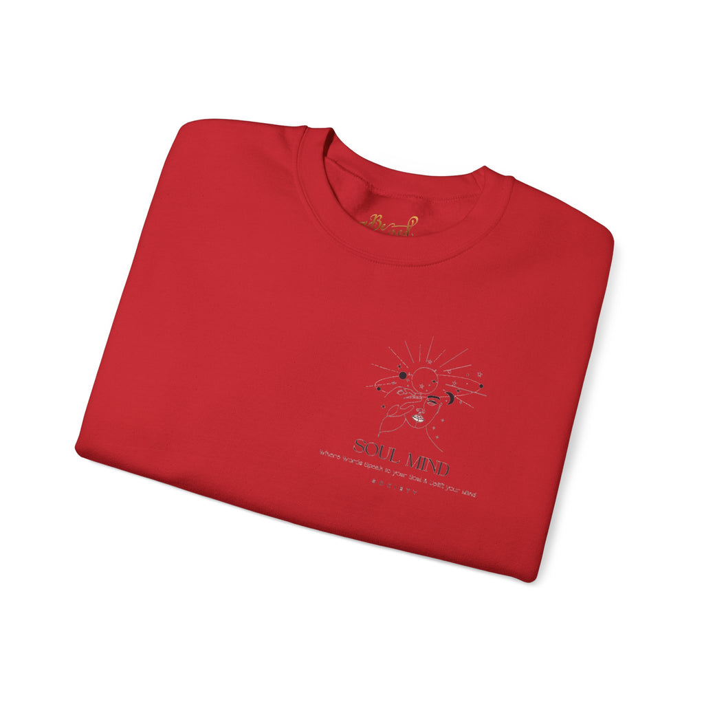 Be Uplifted Back Graphic Crewneck Sweatshirt | Soli Mind Front Logo