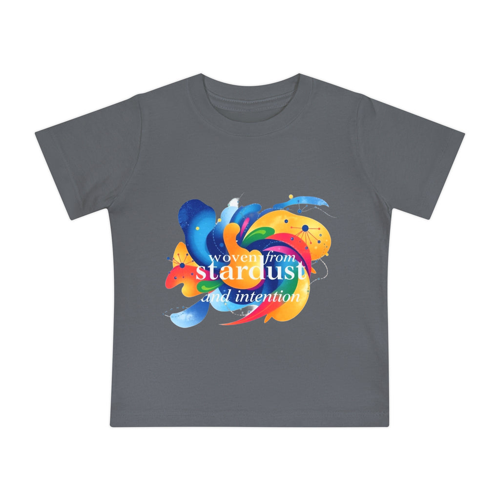 Baby T-Shirt — "Woven from Stardust and Intention" Colorful Cosmic Graphic