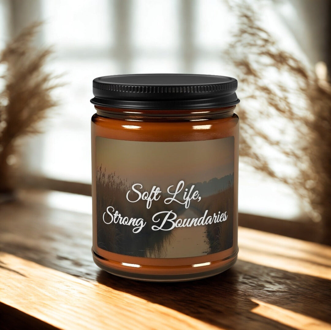 Soy Candle — "Soft Life, Strong Boundaries" Amber Jar (Multi-Size)