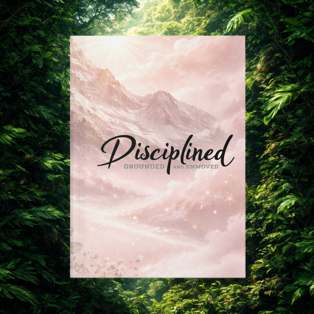 Disciplined Hardcover Journal — 'Disciplined: Grounded and Unmoved' Floral Mountain Notebook for Daily Reflection