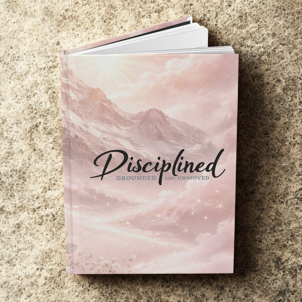 Disciplined Hardcover Journal — 'Disciplined: Grounded and Unmoved' Floral Mountain Notebook for Daily Reflection