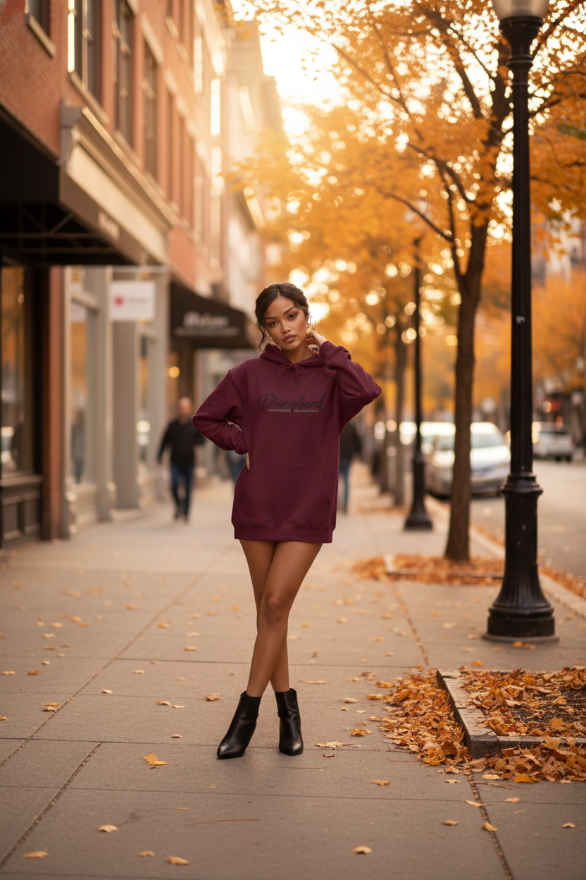 Disciplined Script Hoodie — Inspirational Minimalist Motivational Pullover
