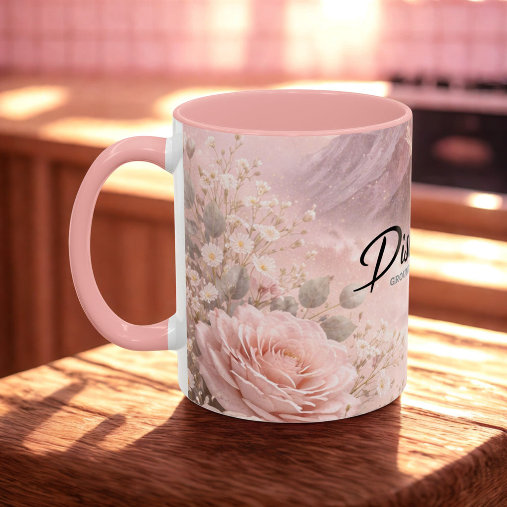 Disciplined Accent Coffee Mug — 'Disciplined: Grounded and Unmoved' Inspirational Pink Marble Ceramic Mug