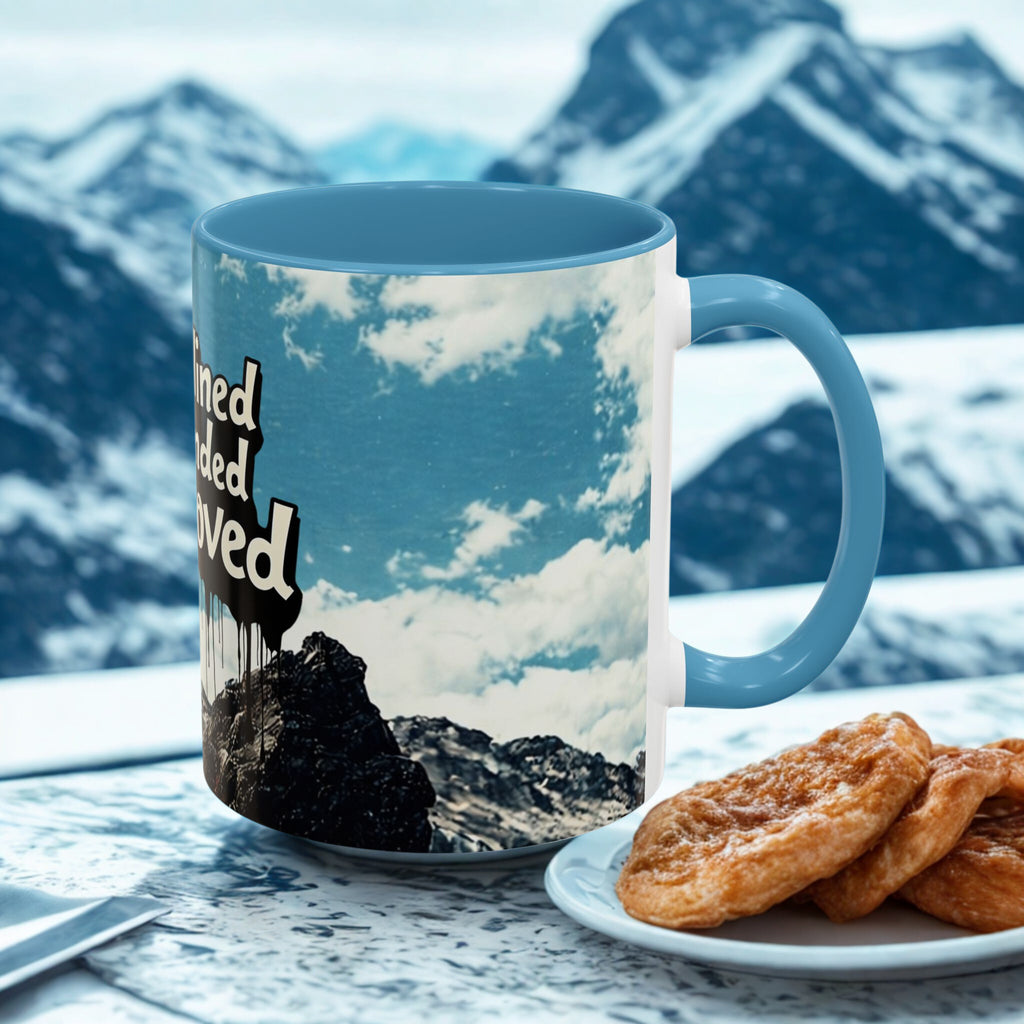Disciplined, Grounded & Unmoved Coffee Mug — Motivational Mountain Accent Mug (11/15oz)