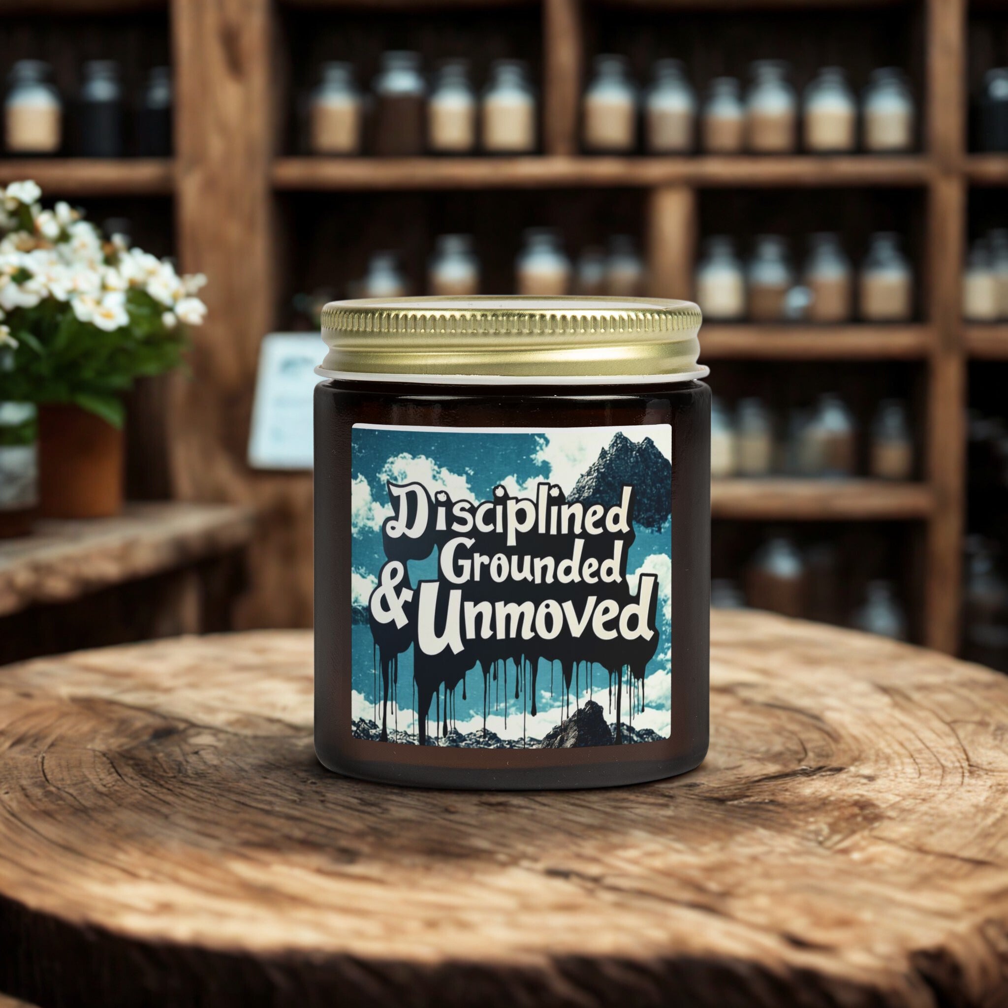 Scented Candle — Coconut Apricot Wax “Disciplined, Grounded & Unmoved” (4oz/9oz)