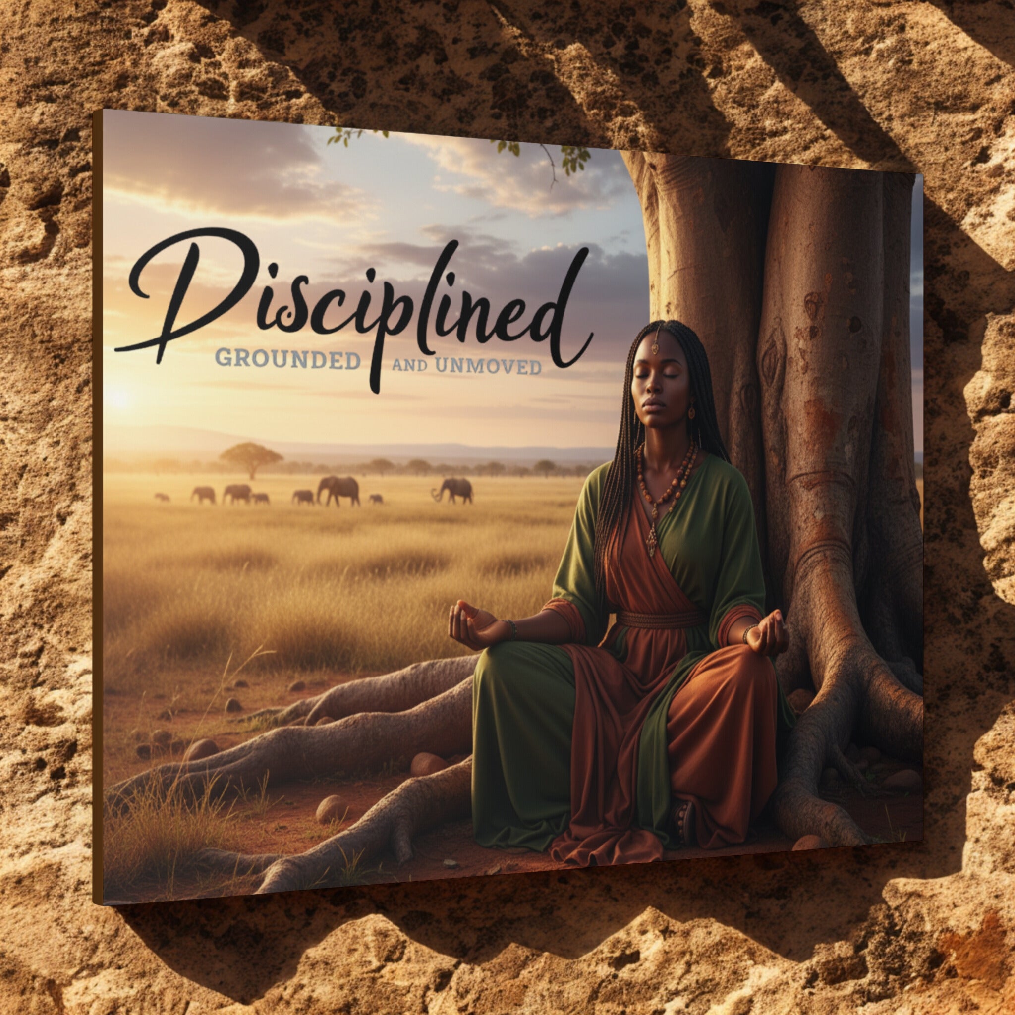 Disciplined Meditation Canvas Print — "Grounded and Unmoved" Wall Art