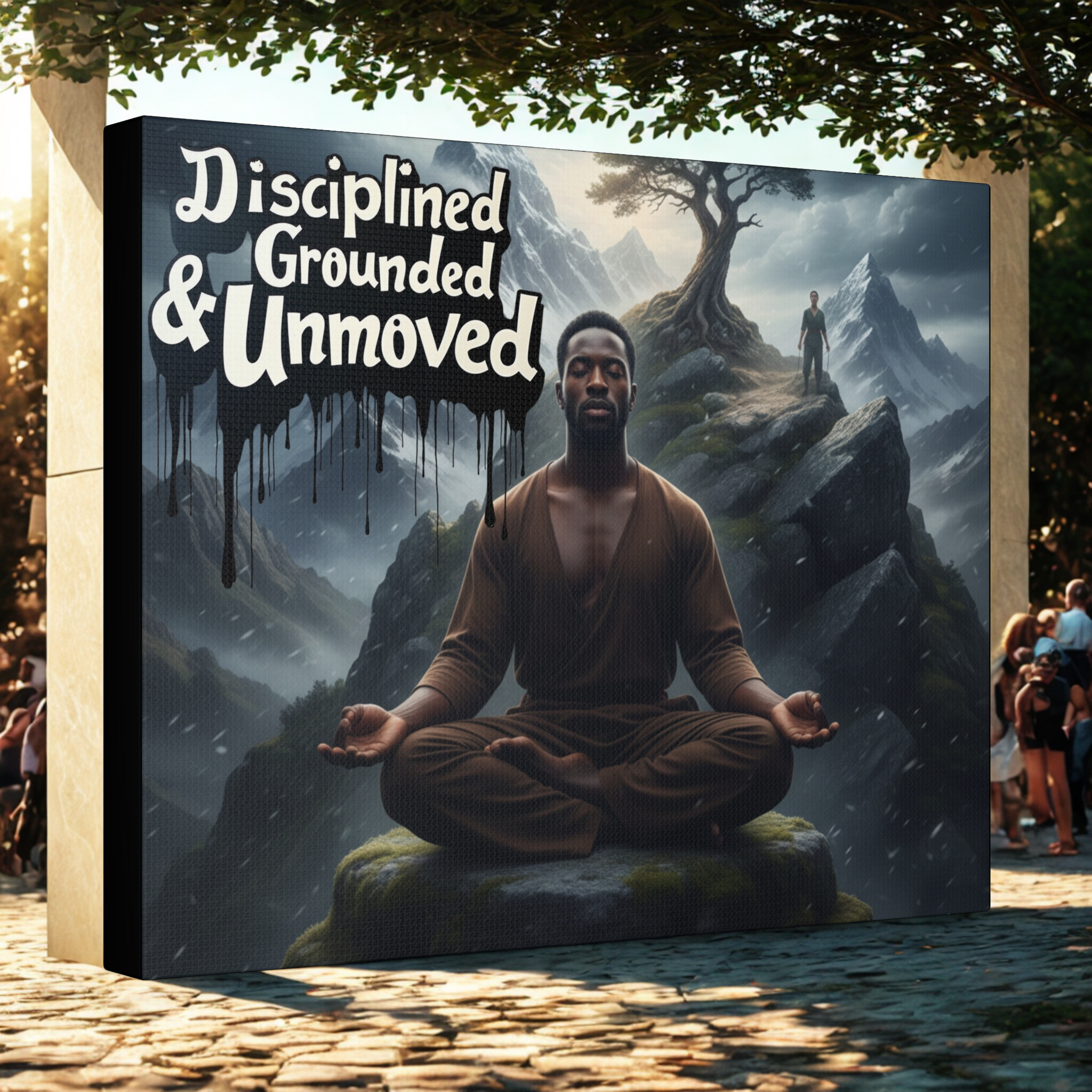 Disciplined, Grounded & Unmoved Canvas Wall Art — Meditation Motivational Print
