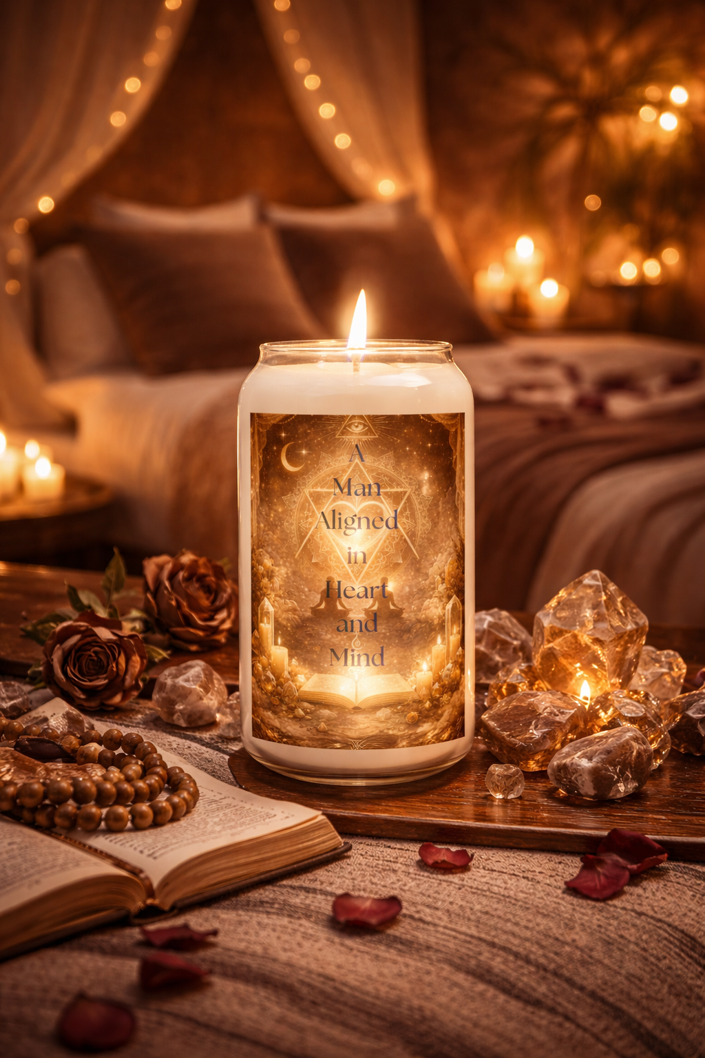 Soy Candle — "Man Aligned in Heart and Mind" Spiritual Scented Candle (13.75 oz)
