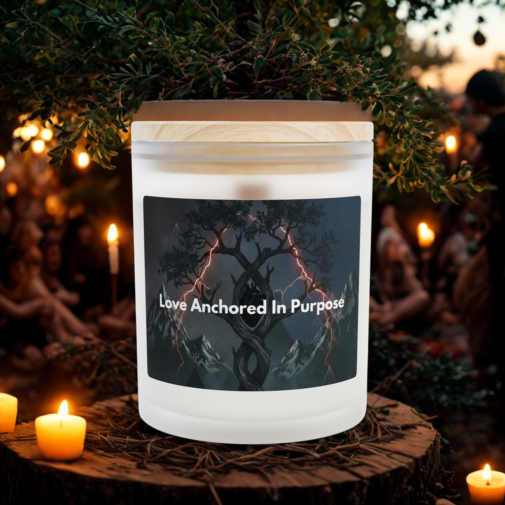 Inspirational Scented Candle — “Love Anchored in Purpose” Frosted Glass, 11 oz