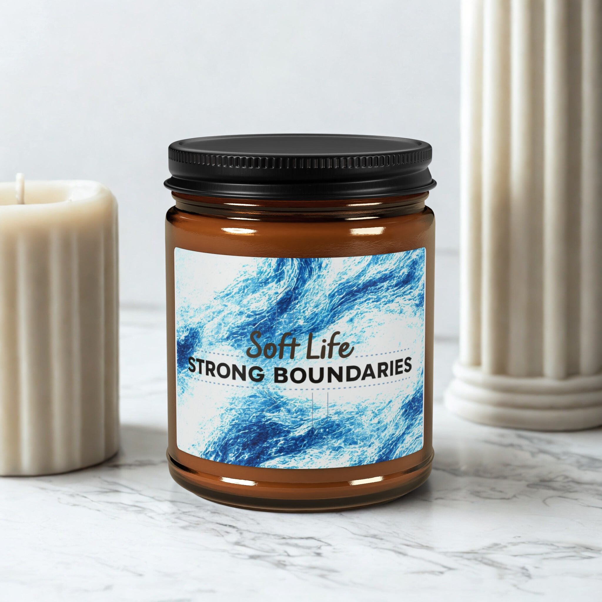 Soy Candle — "Soft Life, Strong Boundaries" Amber Jar Scented Candle