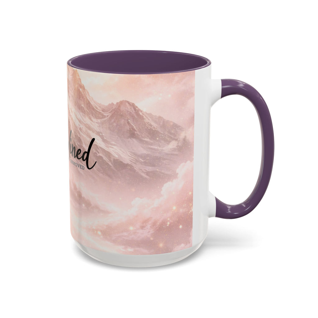 Disciplined Accent Coffee Mug — 'Disciplined: Grounded and Unmoved' Inspirational Pink Marble Ceramic Mug
