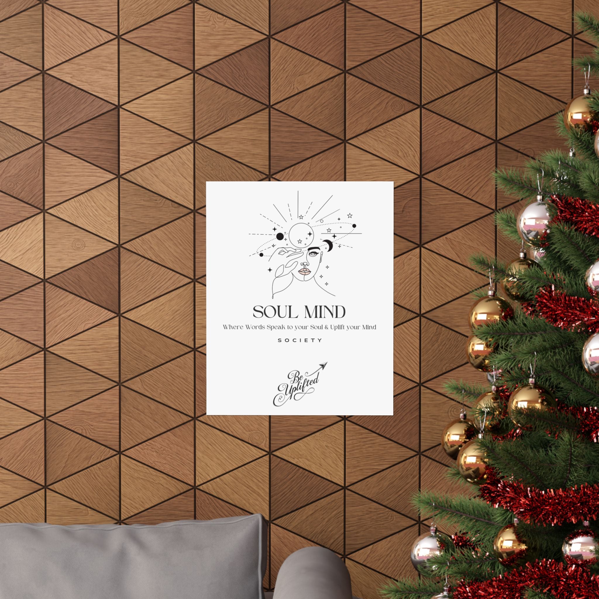 Soul Mind line art face wall poster | Matte Vertical Poster, Inspirational Typography