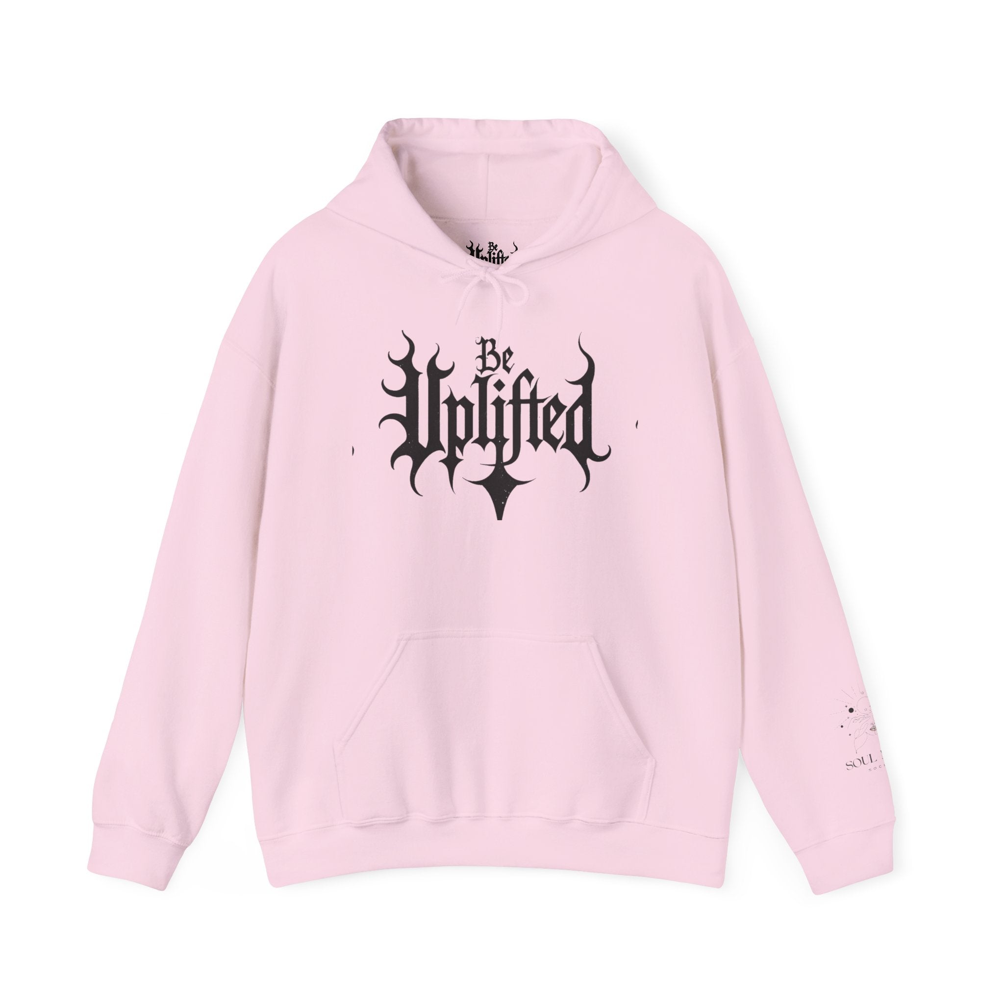 Be Uplifted hoodie | Gothic script cross design
