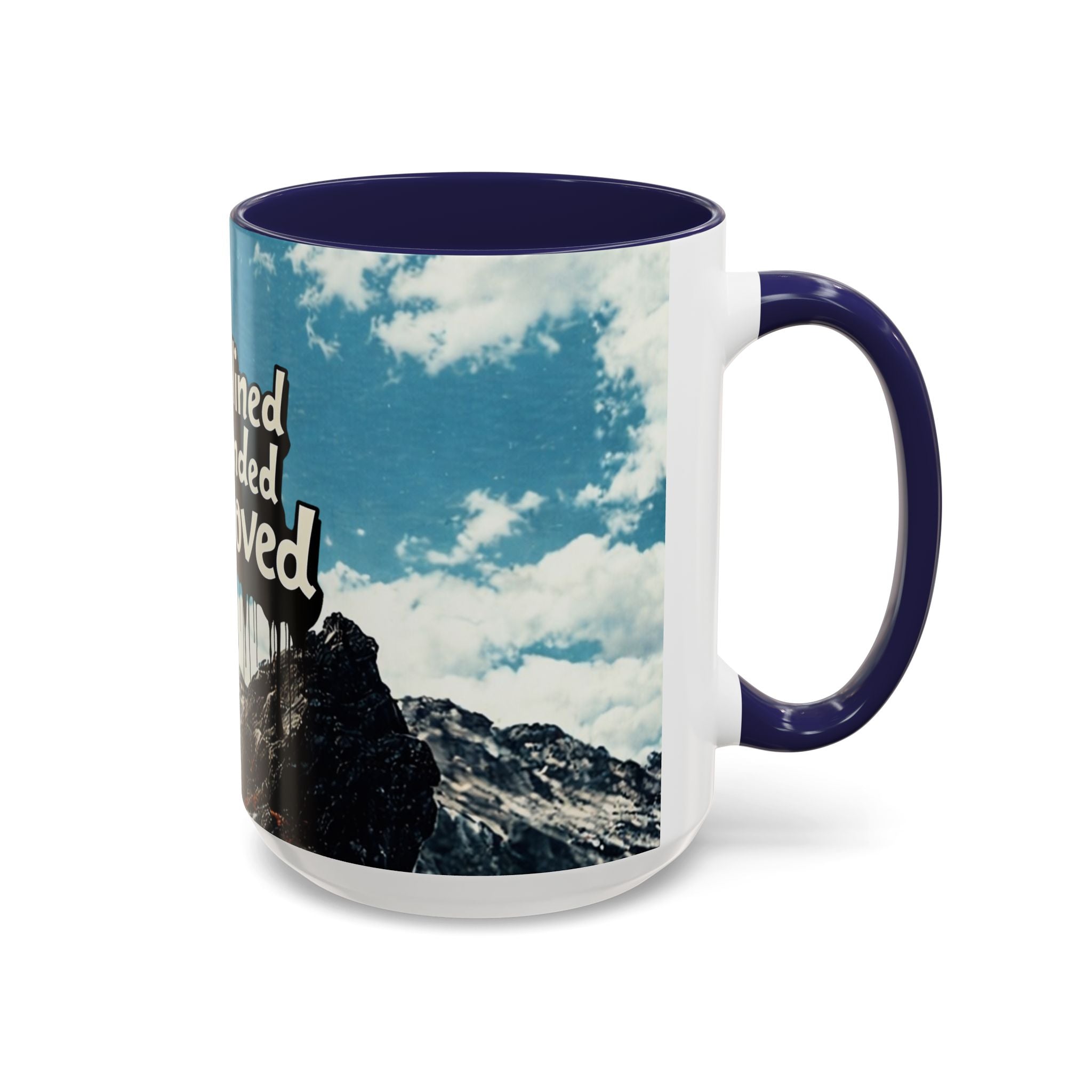 Disciplined, Grounded & Unmoved Coffee Mug — Motivational Mountain Accent Mug (11/15oz)