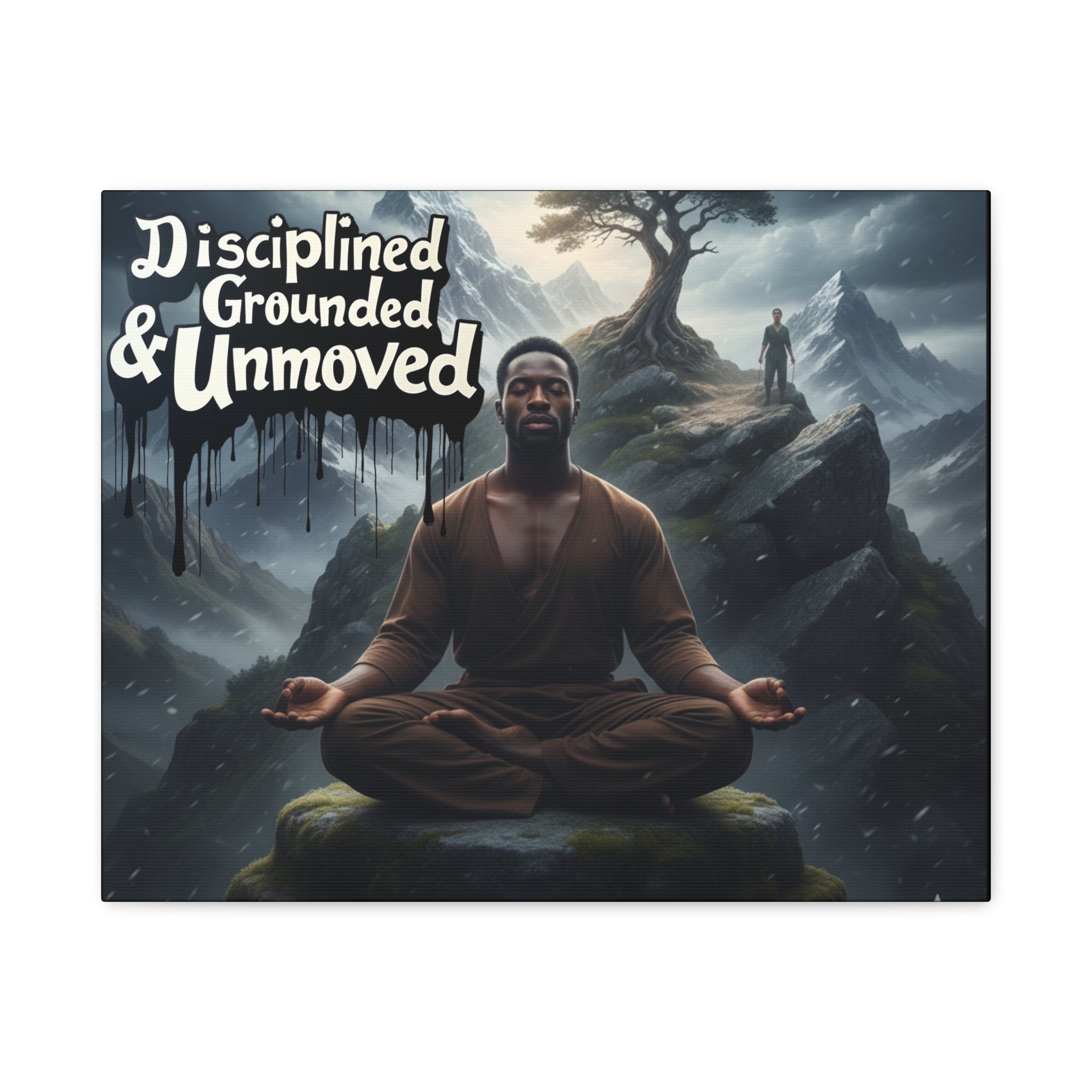 Disciplined, Grounded & Unmoved Canvas Wall Art — Meditation Motivational Print