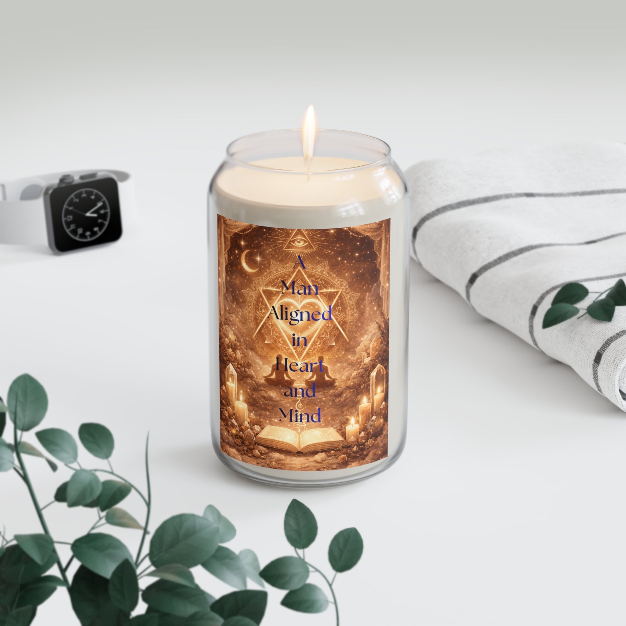 Soy Candle — "Man Aligned in Heart and Mind" Spiritual Scented Candle (13.75 oz)