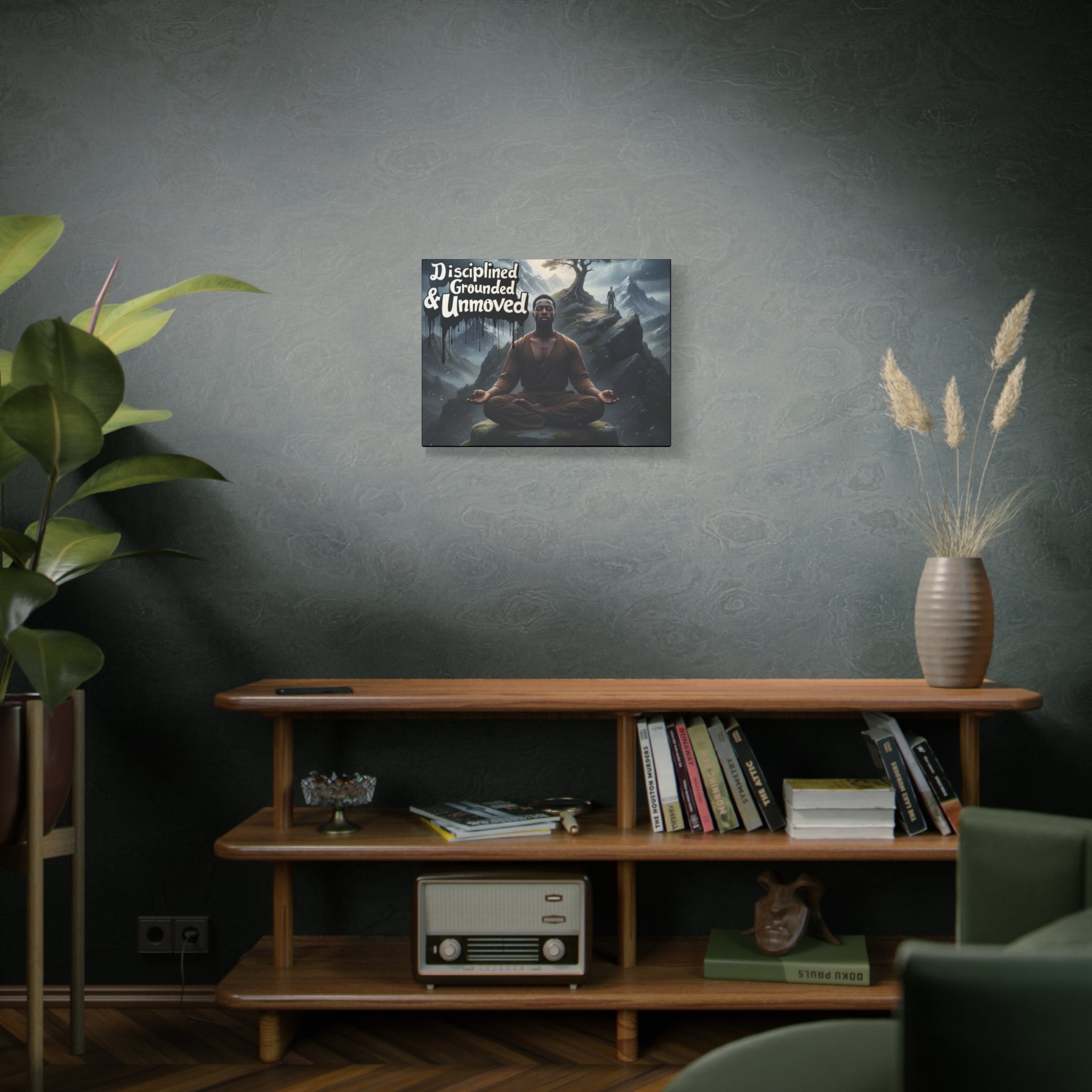 Disciplined, Grounded & Unmoved Canvas Wall Art — Meditation Motivational Print
