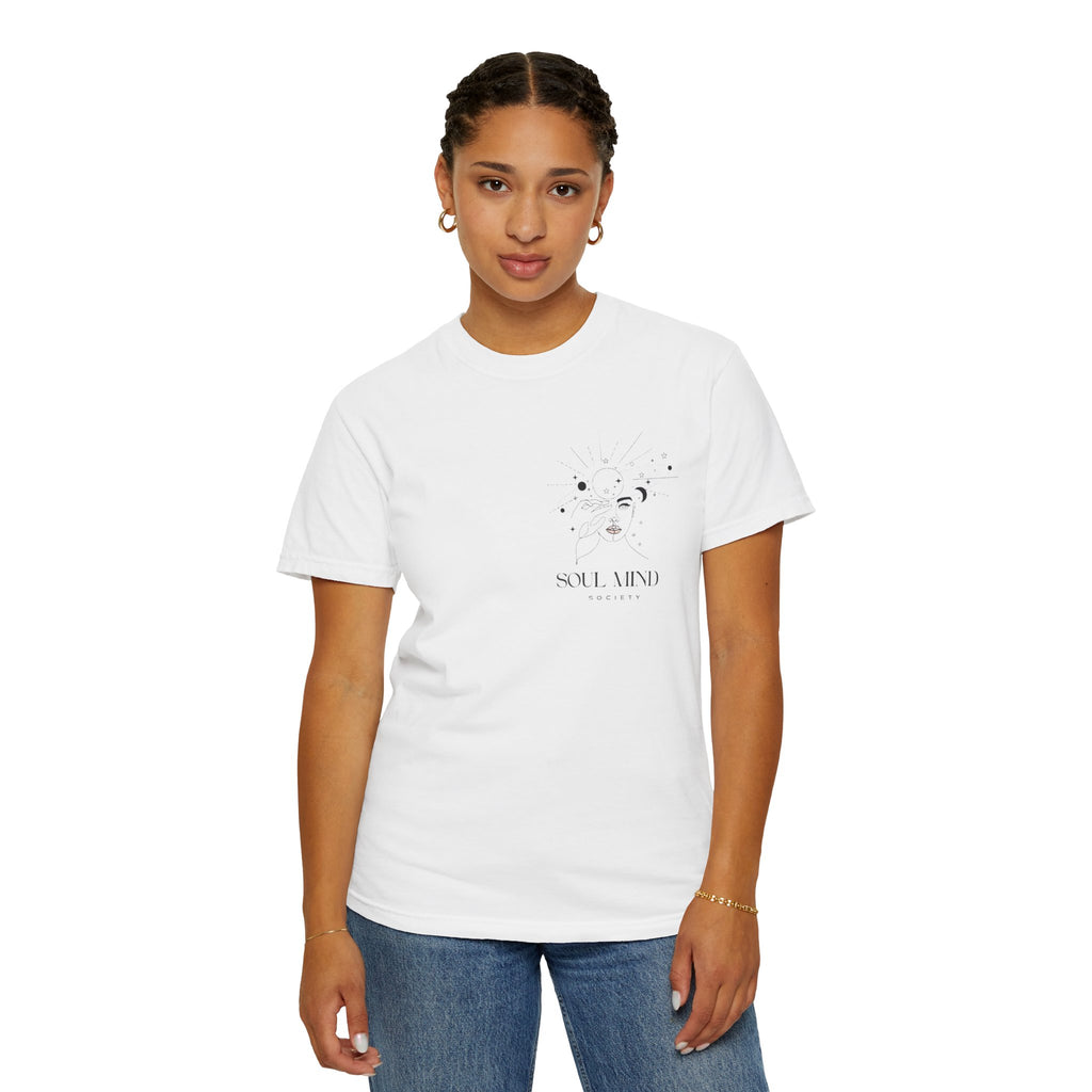 Soul Mind galactic skull illustration T-Shirt | spiritual logo tee