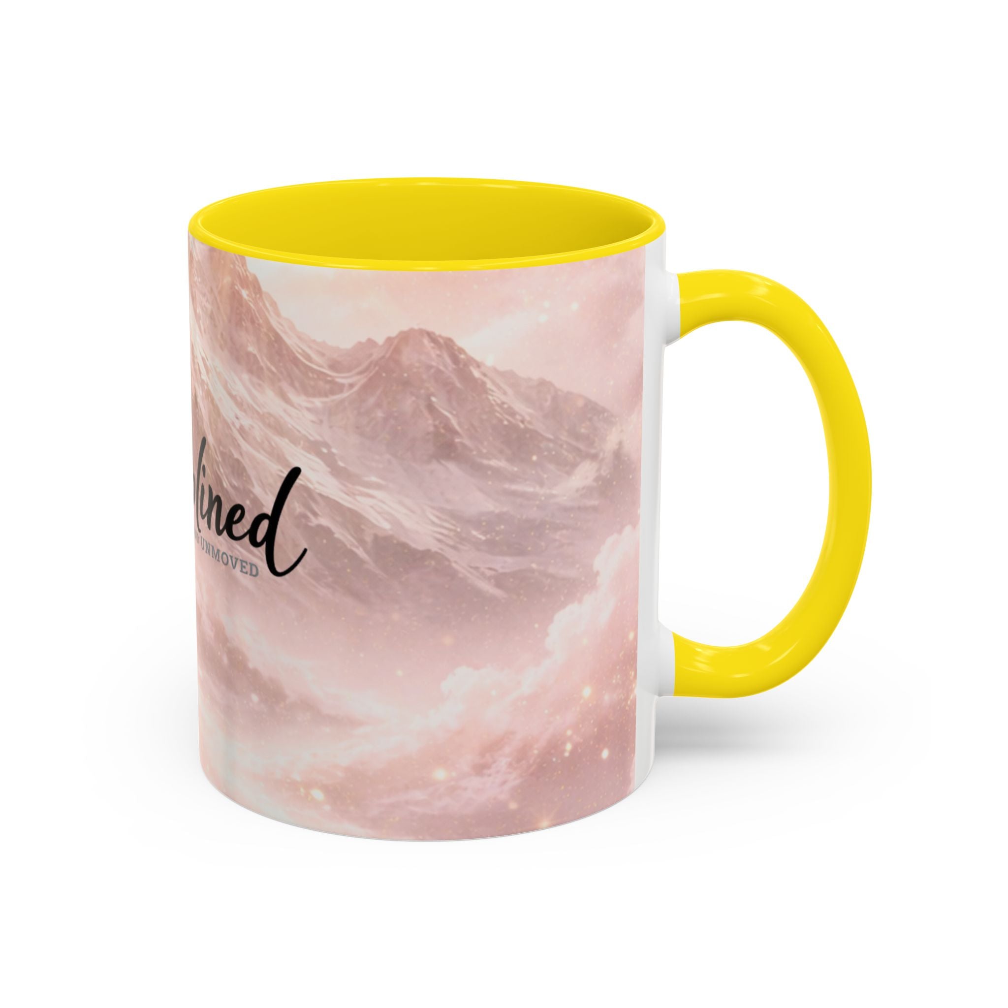 Disciplined Accent Coffee Mug — 'Disciplined: Grounded and Unmoved' Inspirational Pink Marble Ceramic Mug