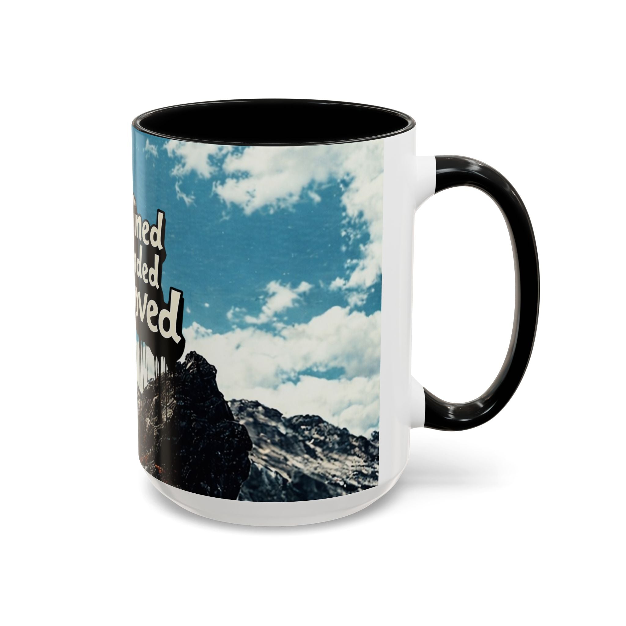 Disciplined, Grounded & Unmoved Coffee Mug — Motivational Mountain Accent Mug (11/15oz)