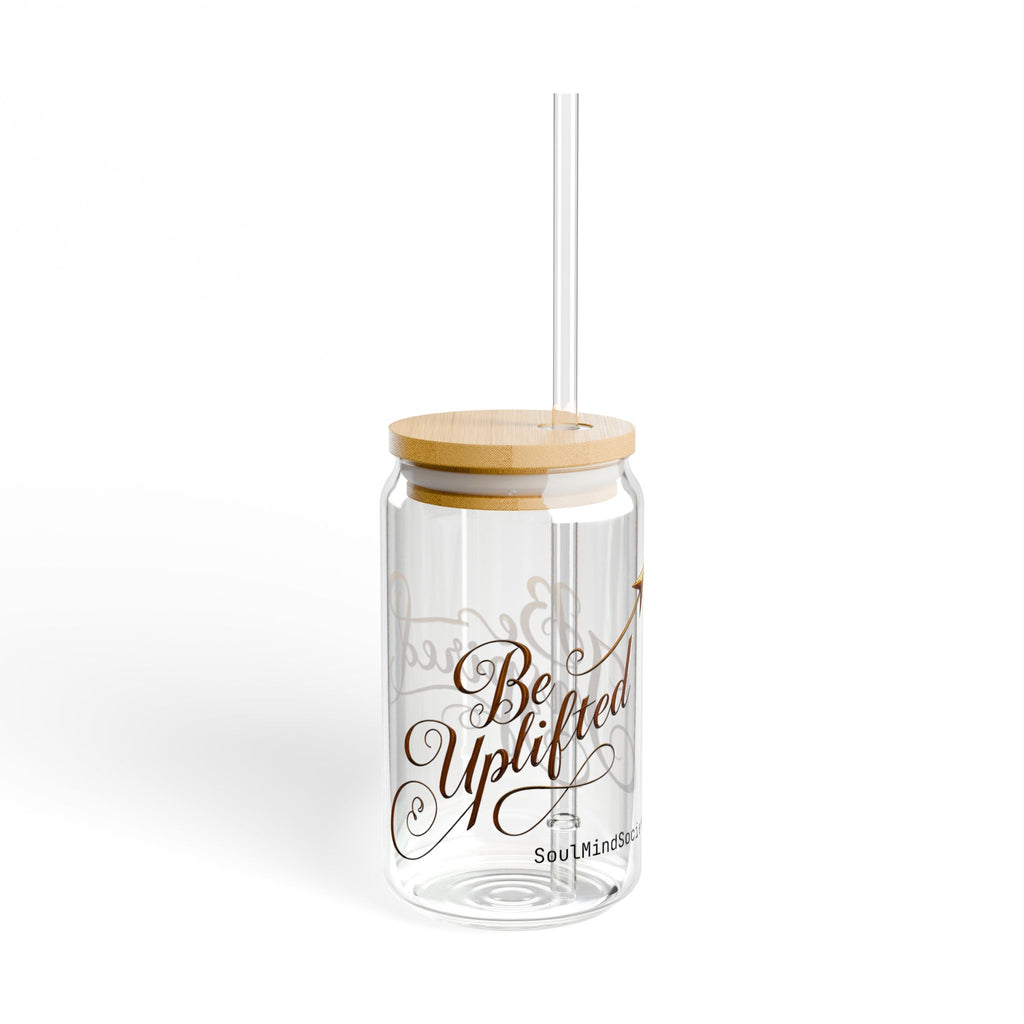 Be Uplifted typography sipper glass | 16oz bamboo lid tumbler