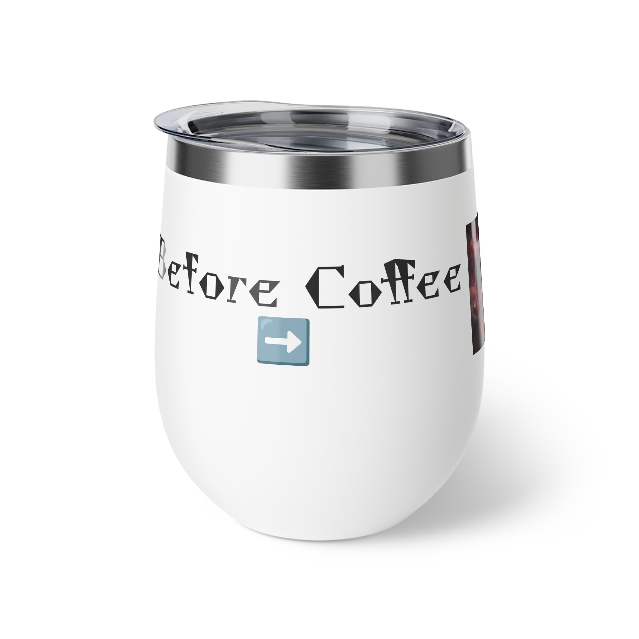 Before Coffee/ After Coffee Dragon Image Tumbler | 12oz Insulated Cup