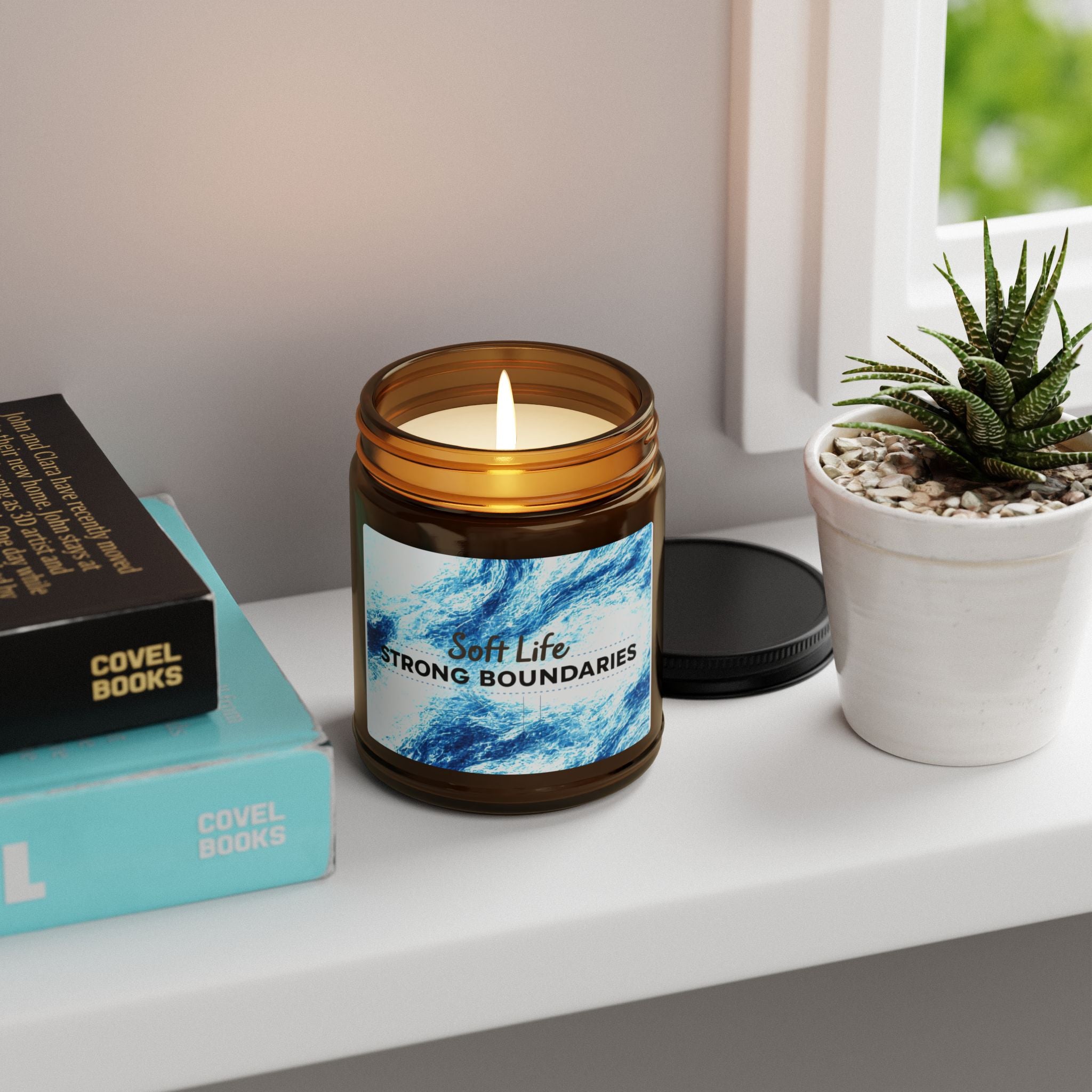 Soy Candle — "Soft Life, Strong Boundaries" Amber Jar Scented Candle