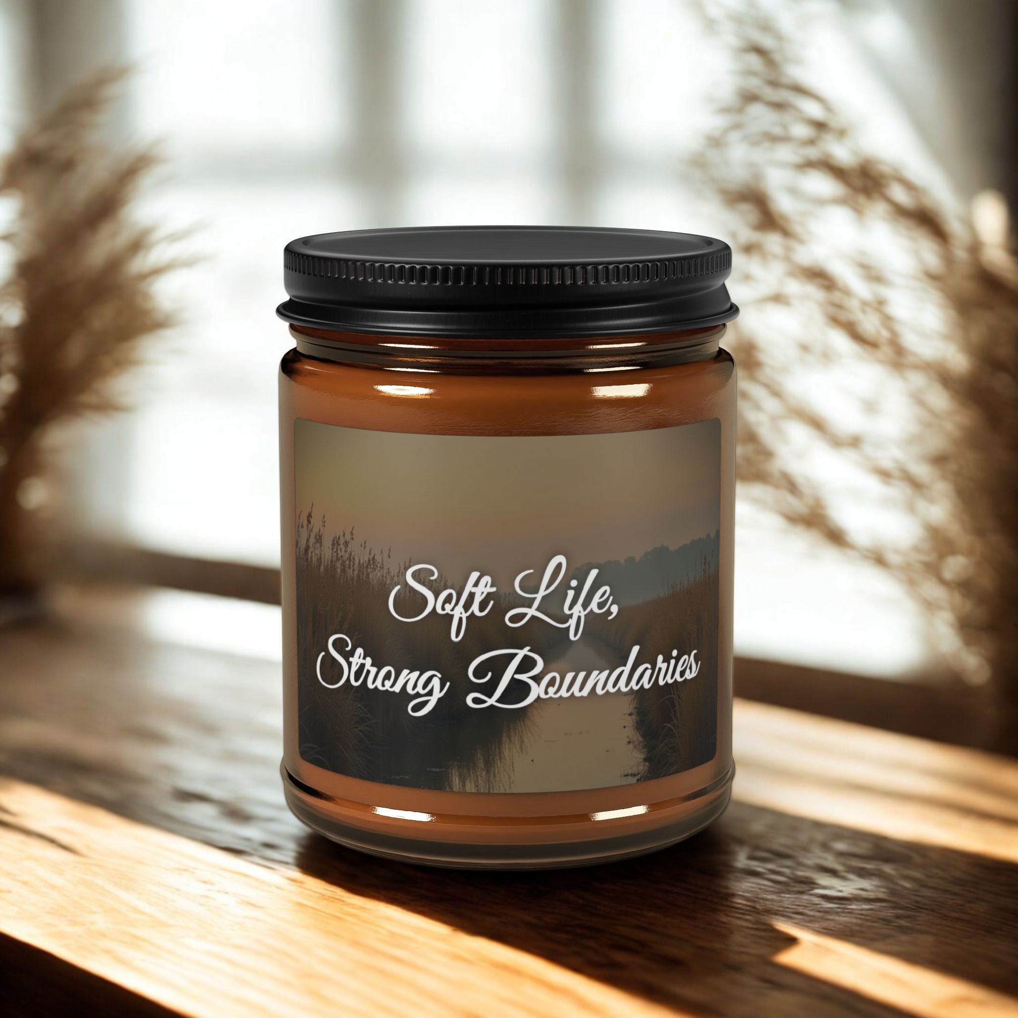 Soy Candle — "Soft Life, Strong Boundaries" Amber Jar (Multi-Size)
