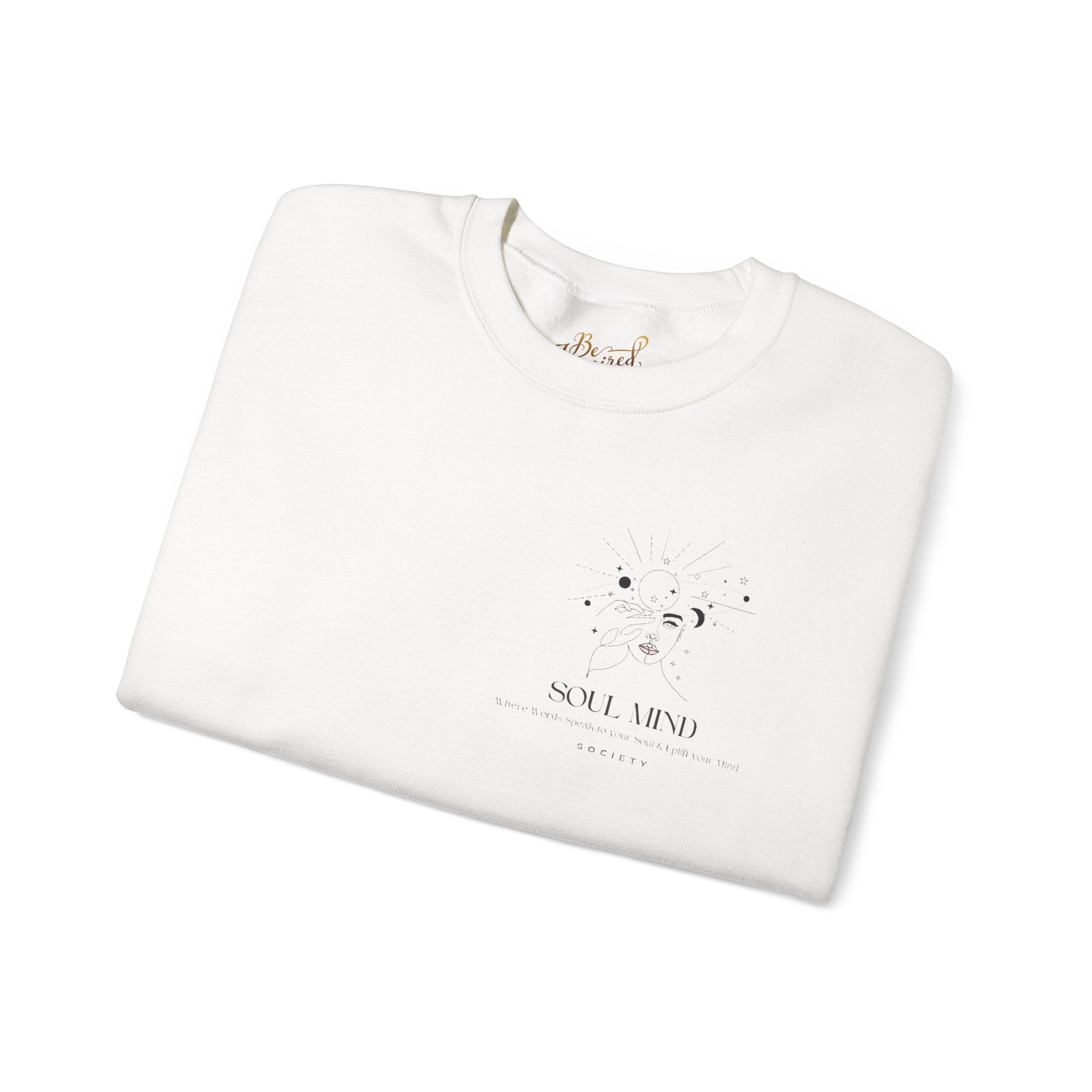 Be Uplifted Back Graphic Crewneck Sweatshirt | Soli Mind Front Logo