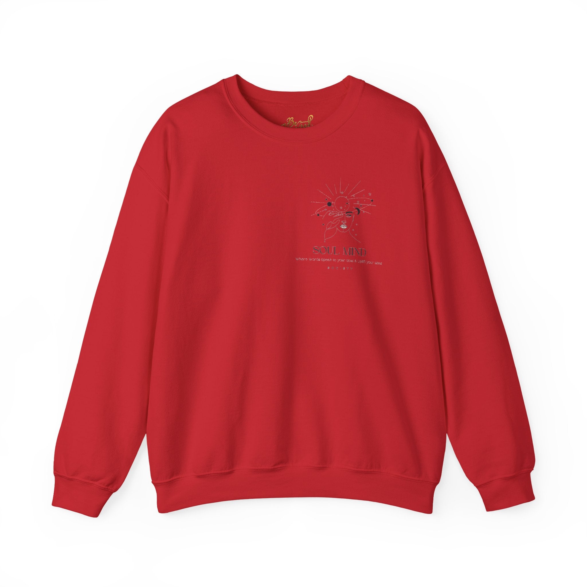 Be Uplifted Back Graphic Crewneck Sweatshirt | Soli Mind Front Logo