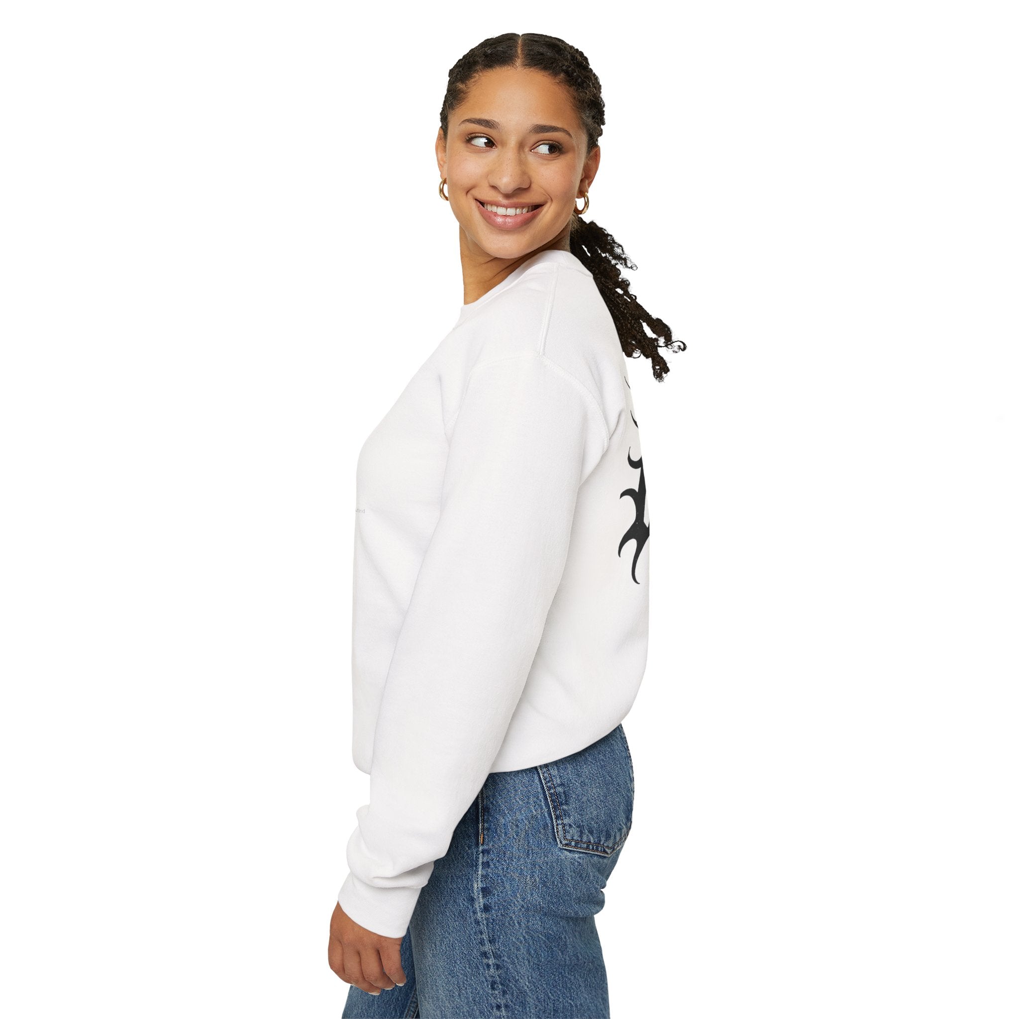 Be Uplifted Back Graphic Crewneck Sweatshirt | Soli Mind Front Logo