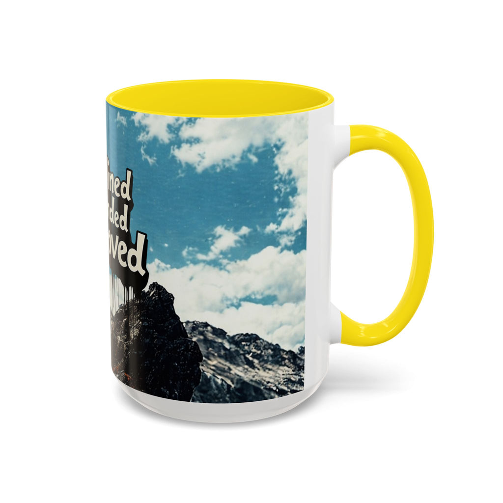 Disciplined, Grounded & Unmoved Coffee Mug — Motivational Mountain Accent Mug (11/15oz)