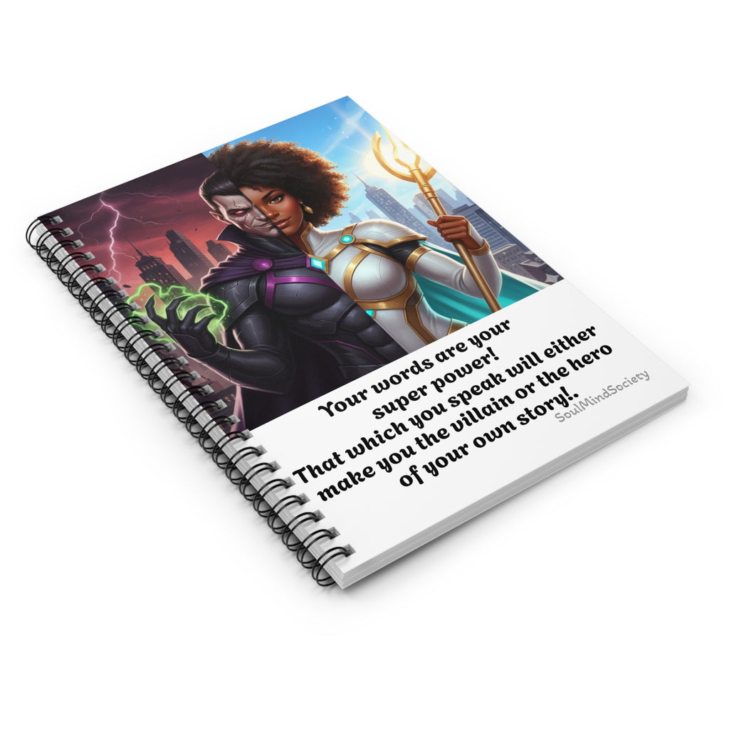 Hero vs Villain Illustration Spiral Notebook | Ruled Lined Journal