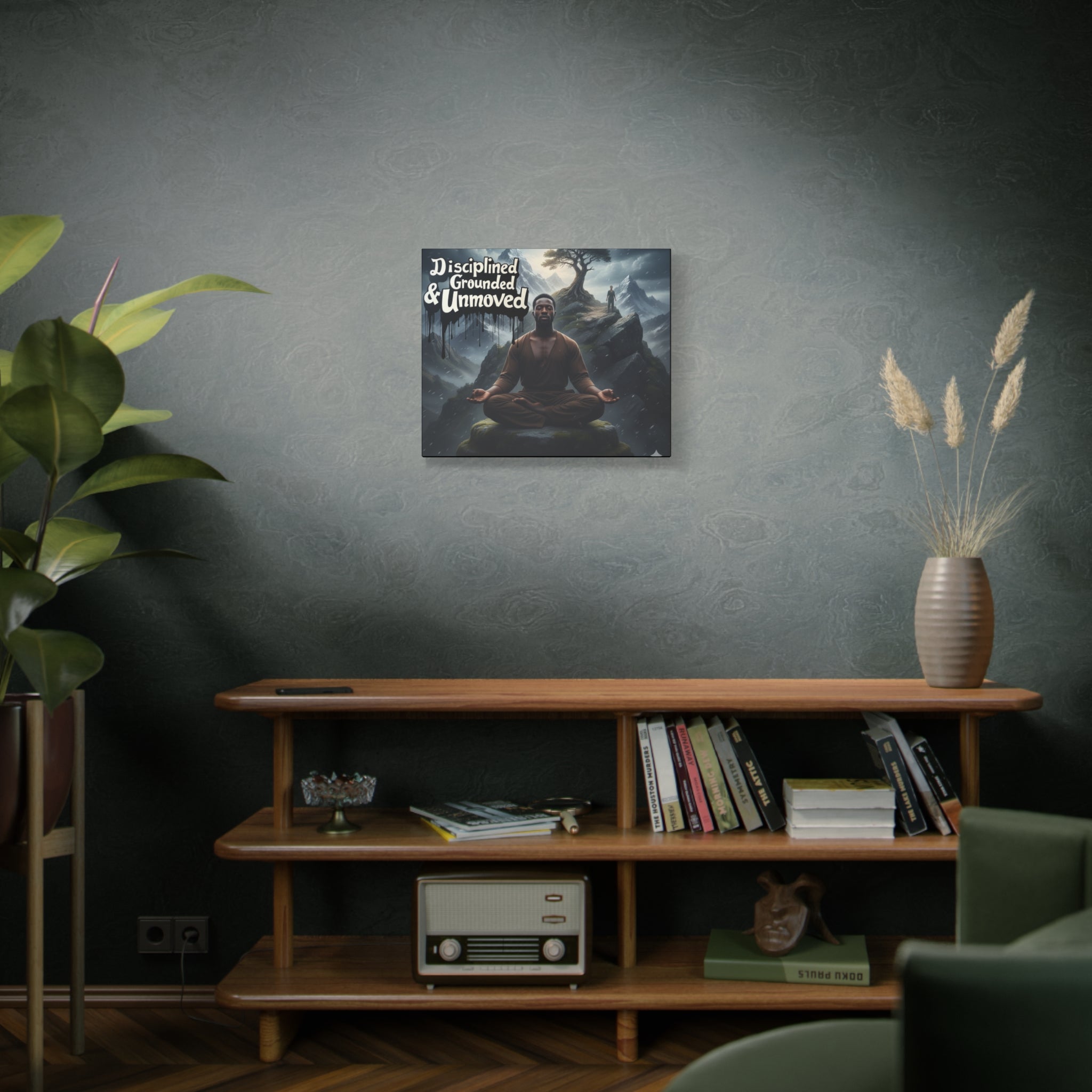 Disciplined, Grounded & Unmoved Canvas Wall Art — Meditation Motivational Print