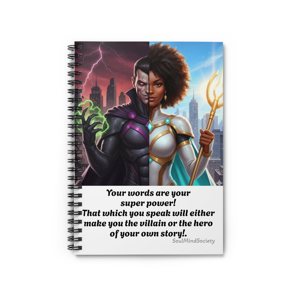 Hero vs Villain Illustration Spiral Notebook | Ruled Lined Journal