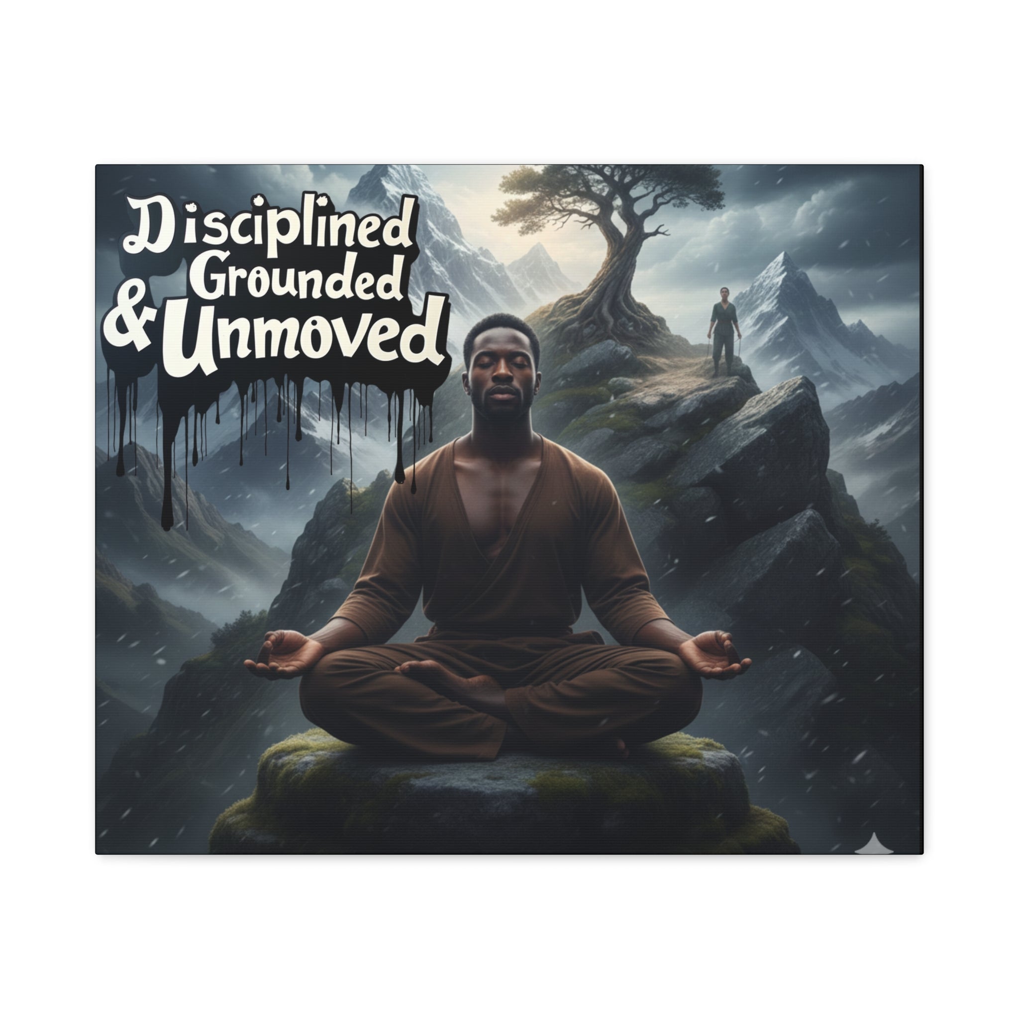 Disciplined, Grounded & Unmoved Canvas Wall Art — Meditation Motivational Print