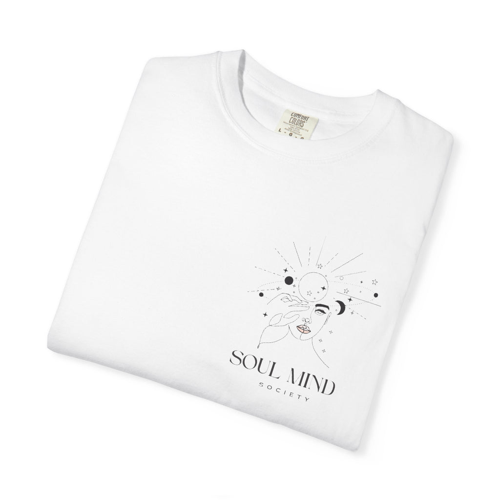 Soul Mind galactic skull illustration T-Shirt | spiritual logo tee