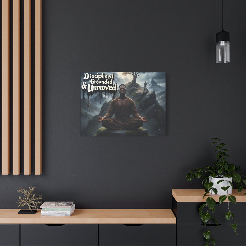 Disciplined, Grounded & Unmoved Canvas Wall Art — Meditation Motivational Print