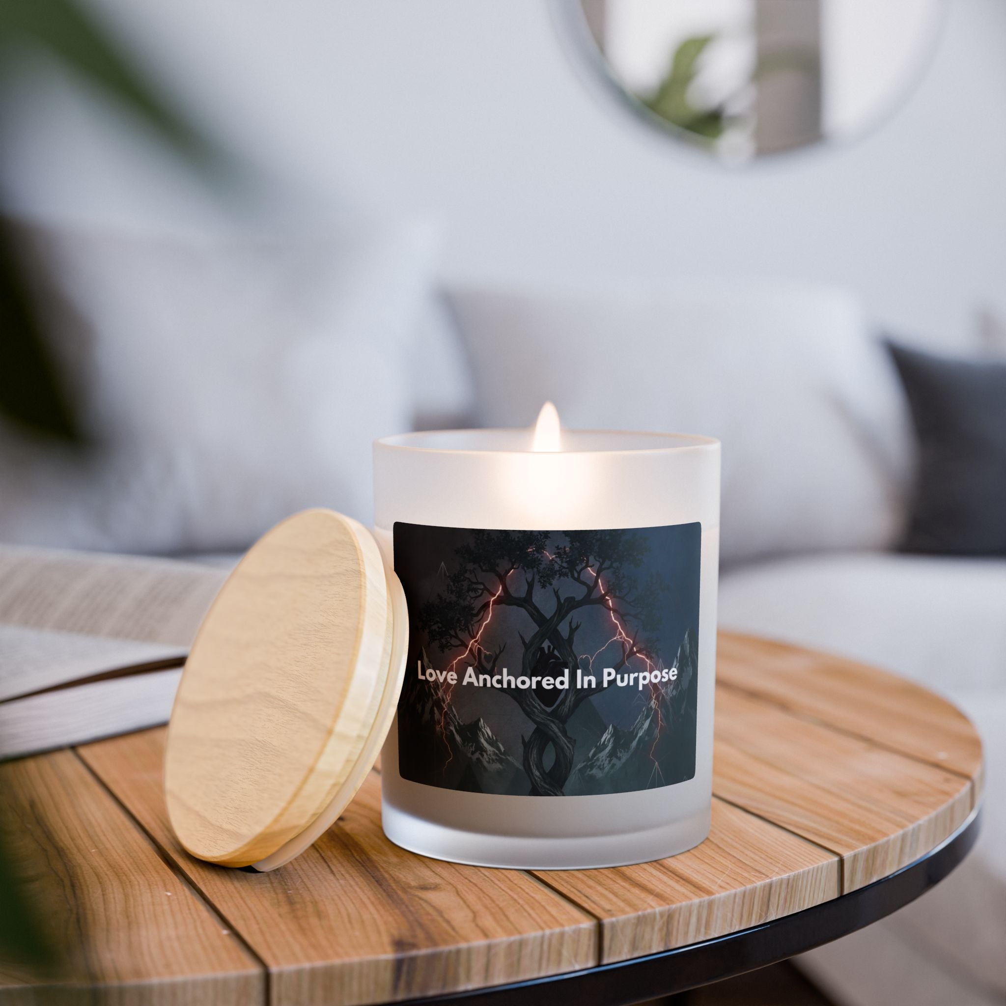 Inspirational Scented Candle — “Love Anchored in Purpose” Frosted Glass, 11 oz