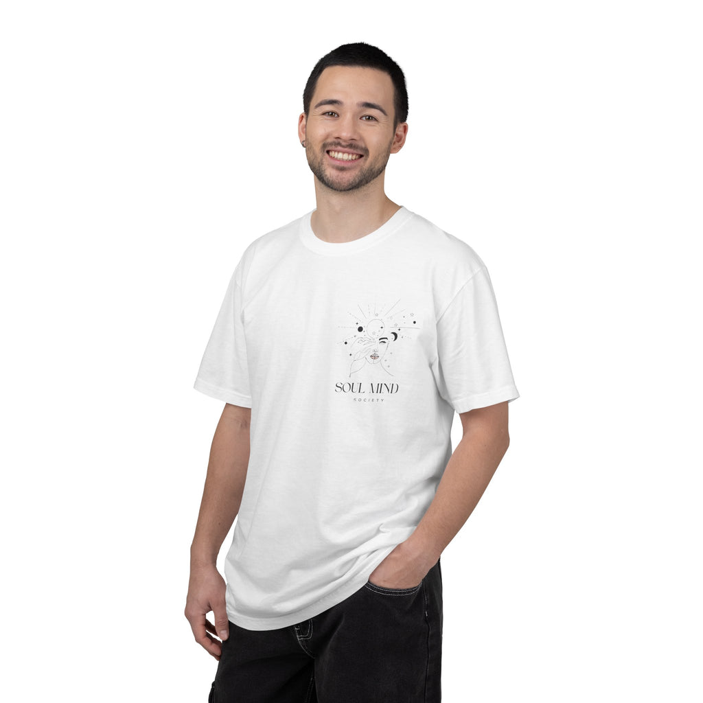 Soul Mind galactic skull illustration T-Shirt | spiritual logo tee