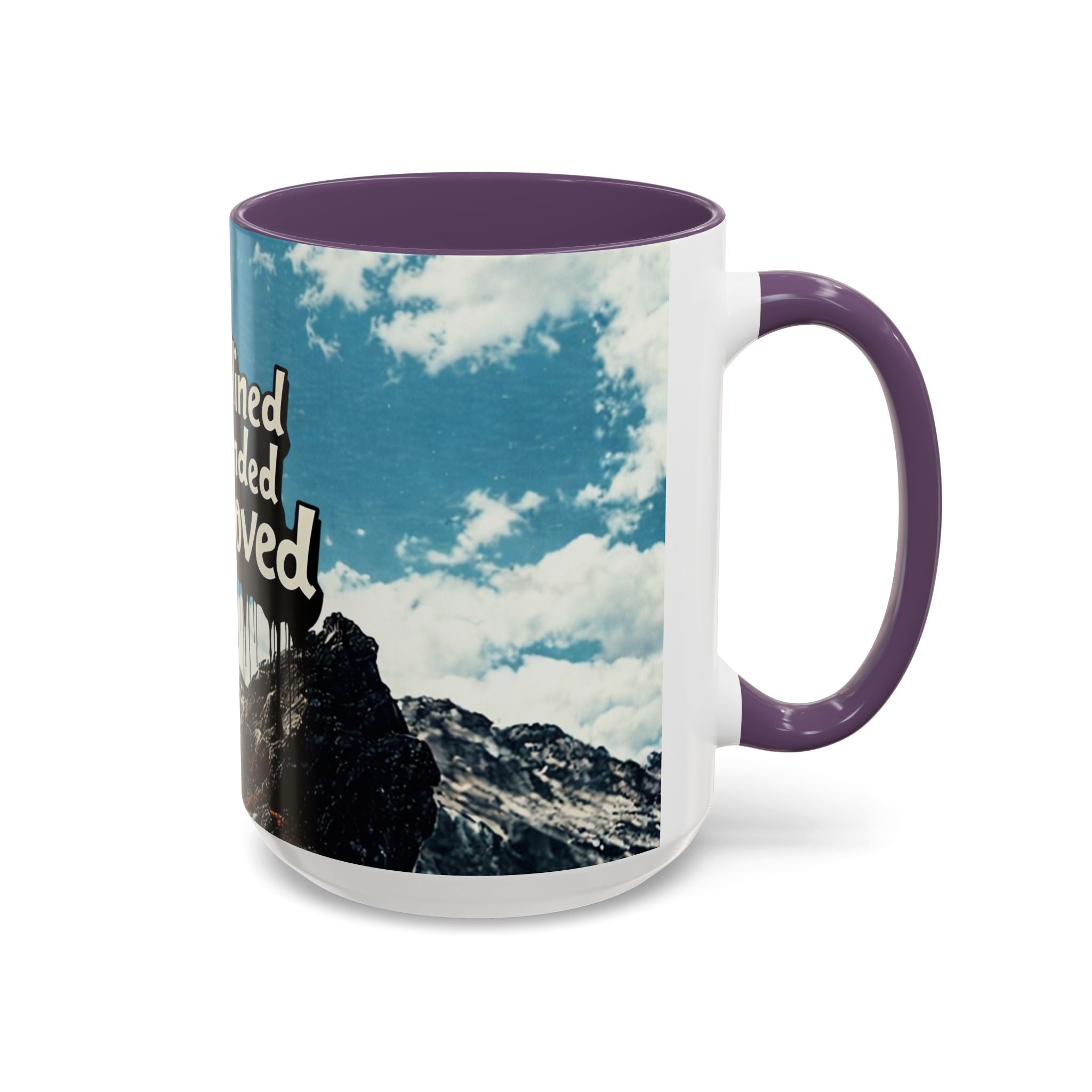Disciplined, Grounded & Unmoved Coffee Mug — Motivational Mountain Accent Mug (11/15oz)