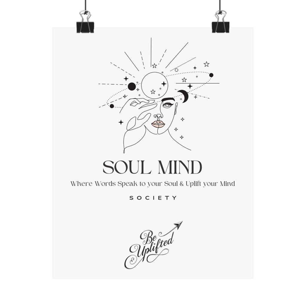 Soul Mind line art face wall poster | Matte Vertical Poster, Inspirational Typography