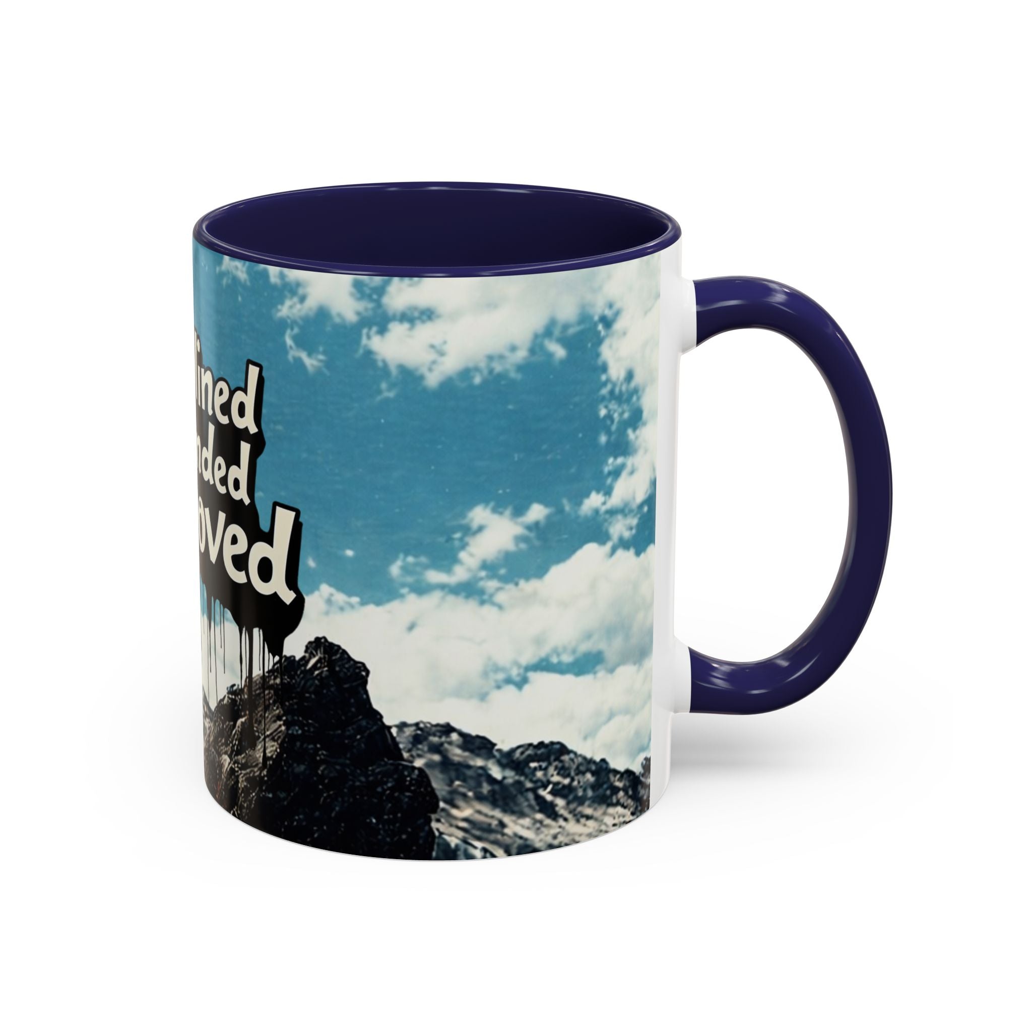 Disciplined, Grounded & Unmoved Coffee Mug — Motivational Mountain Accent Mug (11/15oz)