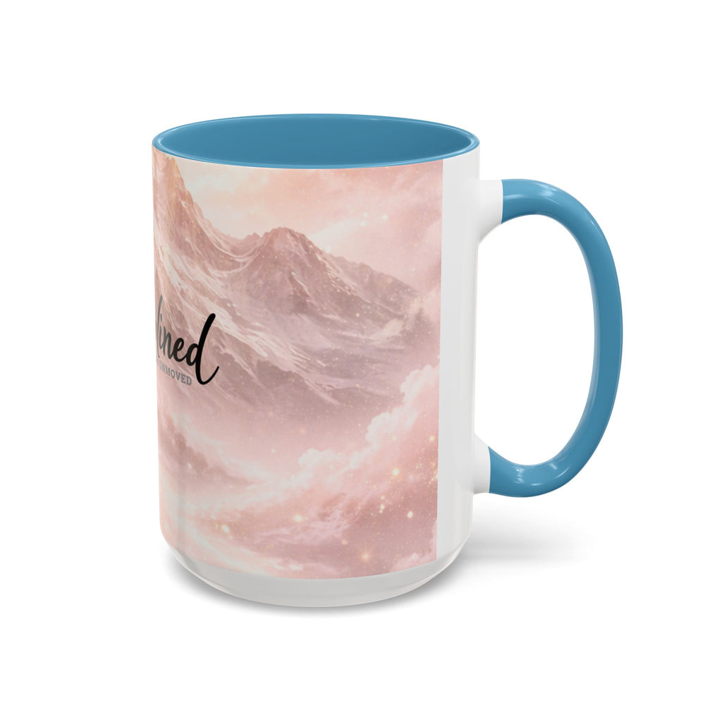 Disciplined Accent Coffee Mug — 'Disciplined: Grounded and Unmoved' Inspirational Pink Marble Ceramic Mug